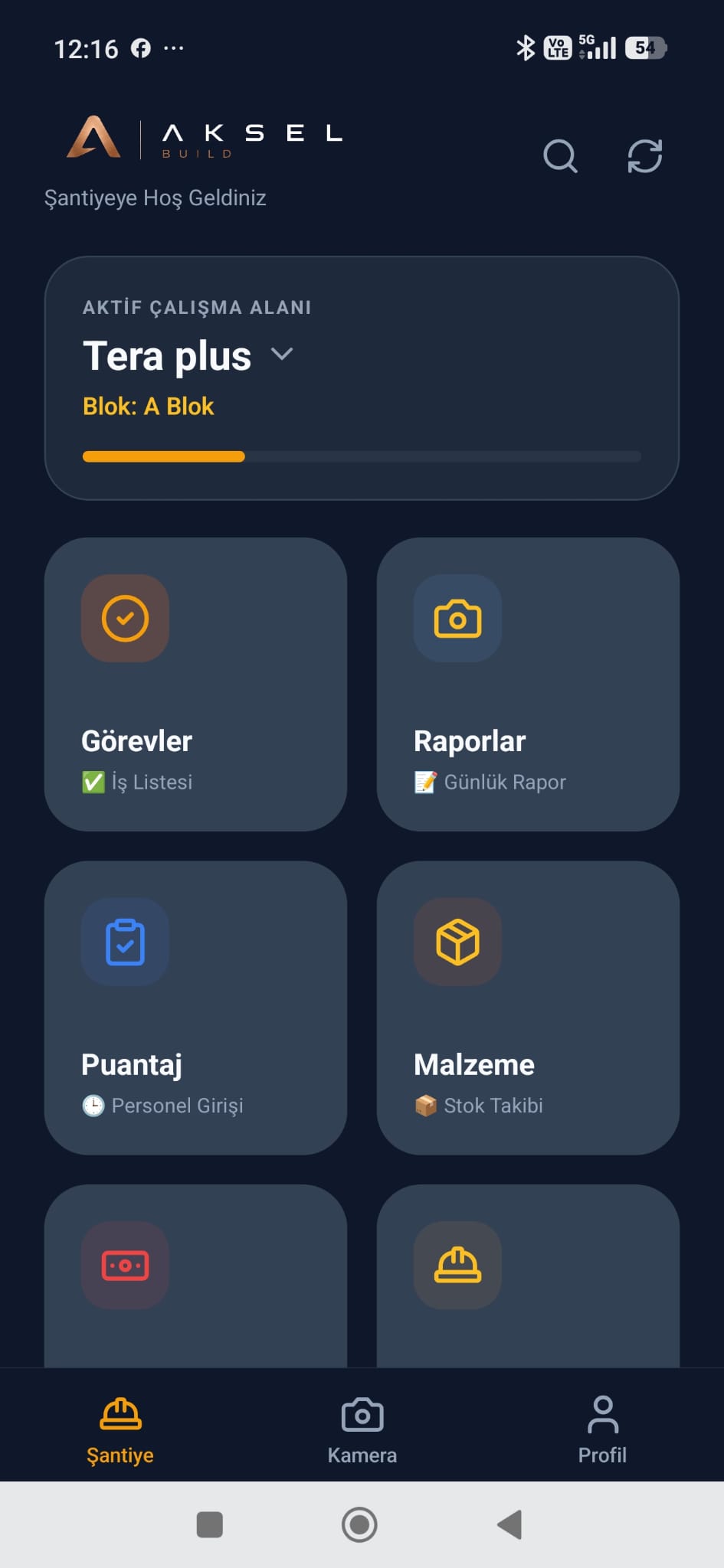 AKSEL Build mobil şantiye ekranı